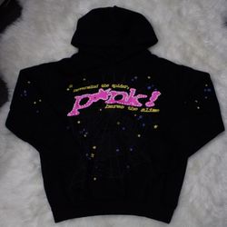 Sp5der Hoodie - Black Pink 