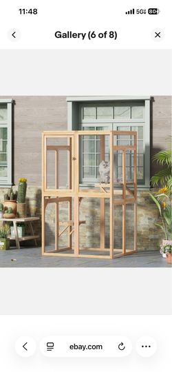 COZIWOW Outdoor Catio Cat Enclosure, Wooden Cat House Window Access
