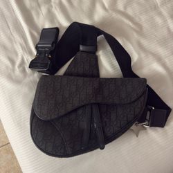 Oblique Mens Saddle Bag Black Christian Dior