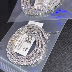 Gld 3MM(18”) and 5MM(20”) Diamond Mixed oval Cut Tennis Chains -White Gold