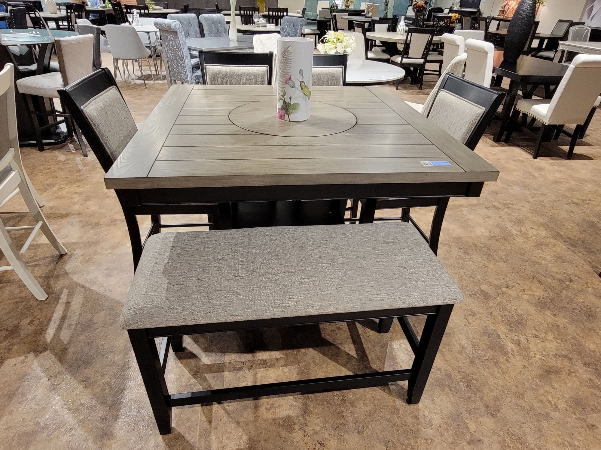 6PC Gray & Black Dining Table Set