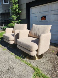 Pair of West Elm Auburn Swivel Chairs