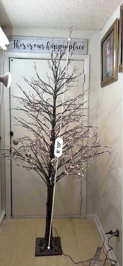 6'10" Lighted Black Twig Tree