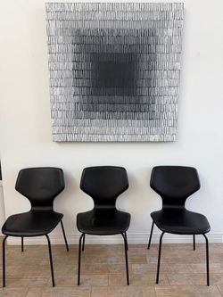 Set of 3 Pike Black Leather Room & Board Chairs (located in Playa Vista)
