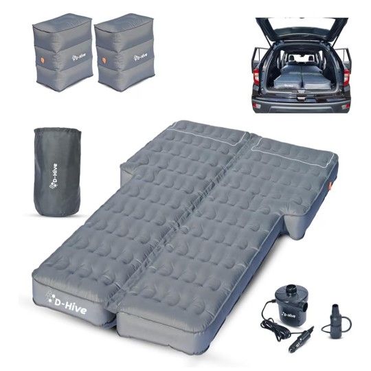 D-Hive SHORTENED LENGTH - Unbeatable Durability SUV Air Mattress for Car Camping, Durable Extra Thick 300D Oxford Fabric, Quick Easy Set-Up w/Electric