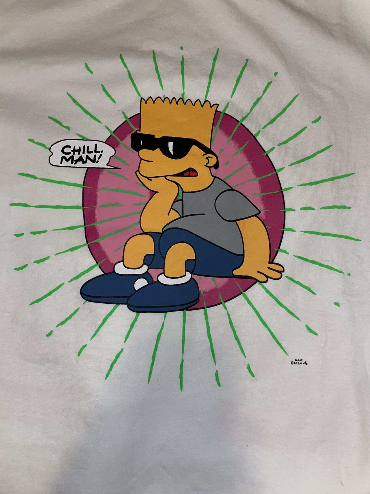 Hard To Find Off White Bart Simpson Glasses Shirt Sz:L