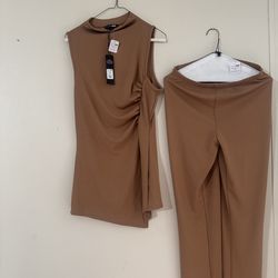 2 Piece Mocha Pants Set (Fashion Nova)