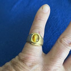 Tiger Eye Ring, 14k Gold - Size 7-1/4