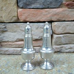 Empire Silver Co. Pewter Salt/Pepper Set/Glass Liners 