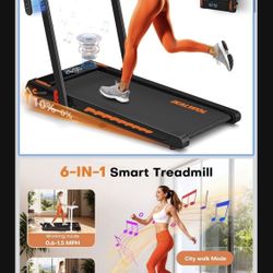 🔥Brand new🔥 Treadmill with Speaker, 6-in-1 7.5MPH Foldable Treadmill for Home with App Compatible, Walking Pad with 10% Incline, LED Display, 3.0HP 