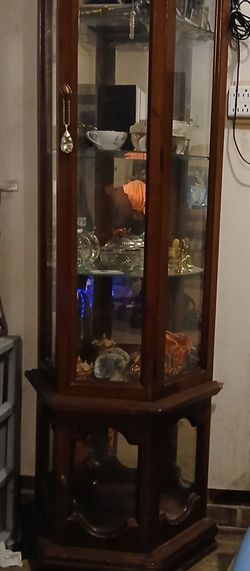 Wood and Glass Curio Display Cabinet