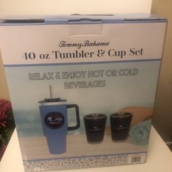 Tommy Bahama 40oz tumbler and cup set NIB
