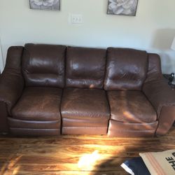 Chocolate  Leather Sofa And Loveseat