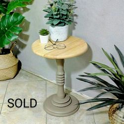 Solid Wood Pedestal Accent Table  18"x14" home decor, end table, side table, plant stand, sofa table, boho 