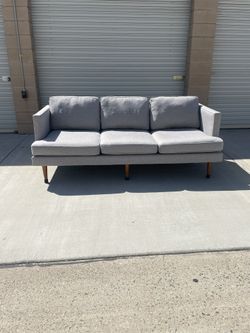 Gray West Elm 3 Seater Couch Sofa