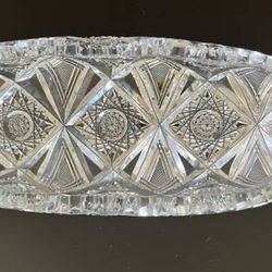 Antique American Brilliant Celery Relish Crystal Serving Tray Dish