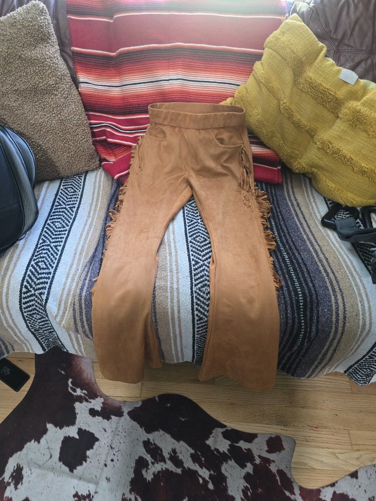 Cowgirl Fringe Suede Brown Pants