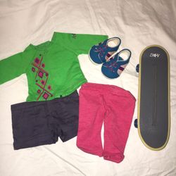 American Girl Doll Skateboarding Outfit with Skateboard