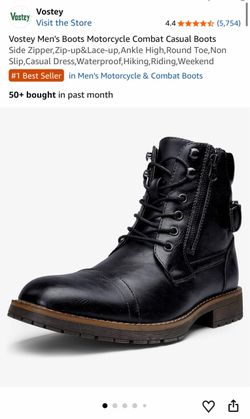 Men's Leather Motorcycle Combat Boots