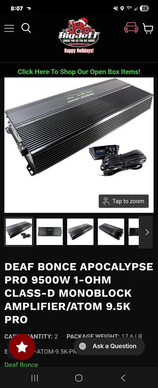 Deaf Bonce Apocalypse Pro 9500W 1-Ohm Monoblock Amp ATOM 9.5K PRO