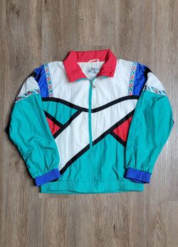 Vintage 80s Casual Isle Colorblock Windbreaker Size Medium 