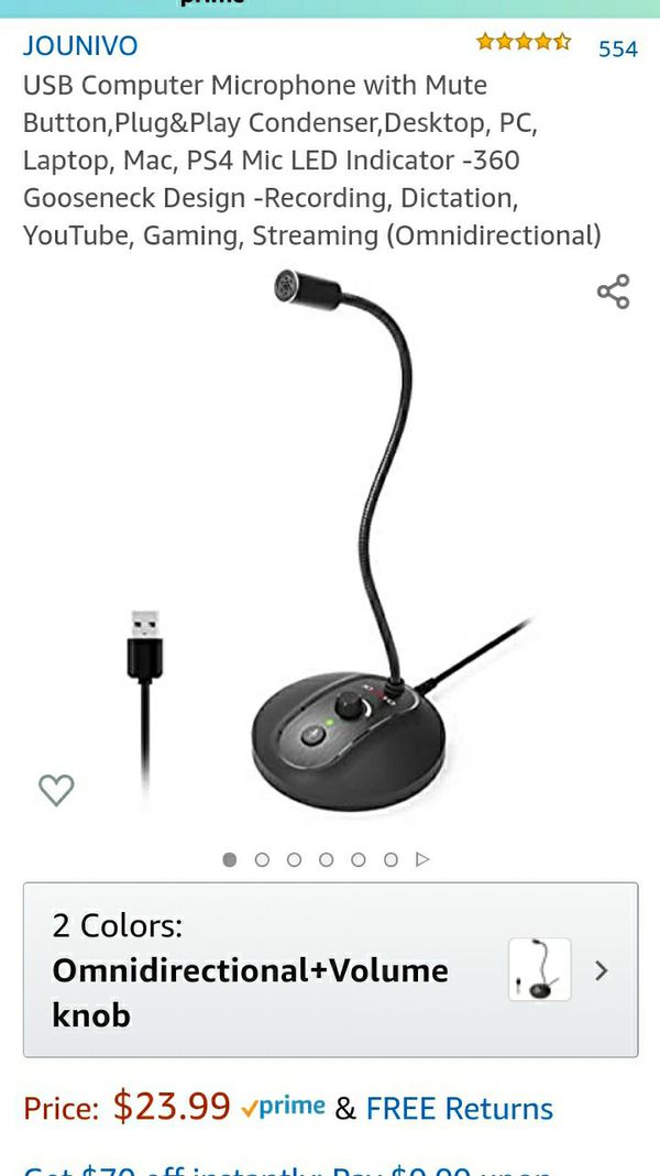 USB Computer Microphone,Mute Button,Plug&Play Condenser ...