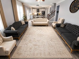 Luxury Turkish Living Room Set – 3 Sofas + 2 Wingback Chairs