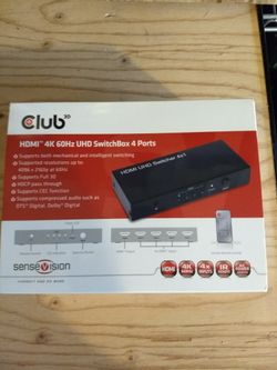 Club 4K UHD 4 Port Switch box with remote.