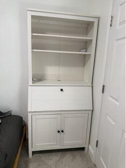 Desk, cabinet, bookshelf