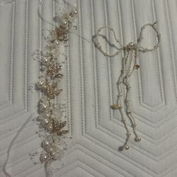 Bridal wedding hair pieces headband bling pearl