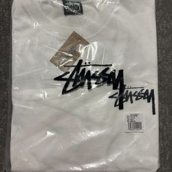 White Stussy Fuzzy Dice Tee
