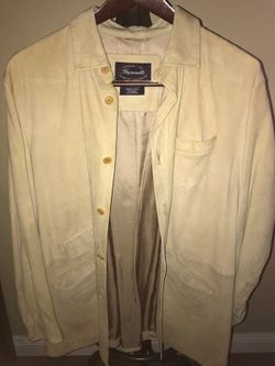 Men's Faconnable Beige Leather Sports Coat XL