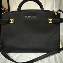 Michael Kors Karla Black MD EW Satchel Leather 