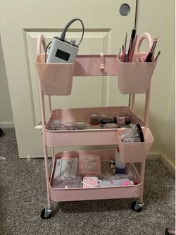 Pink rolling cart