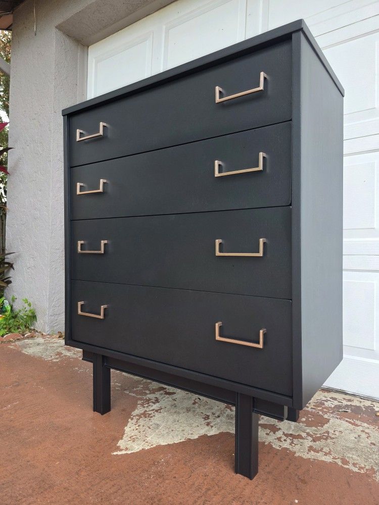 MCM Mid Century Modern Tall 4 Drawer Dresser Freshly Refinished