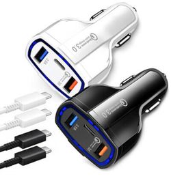 SUPER Fast Car Charger 48W 3-Port USB Type-C Port Power Adapter for IPhone 11 Pro, XR,X,8,7,6 & All Smartphones