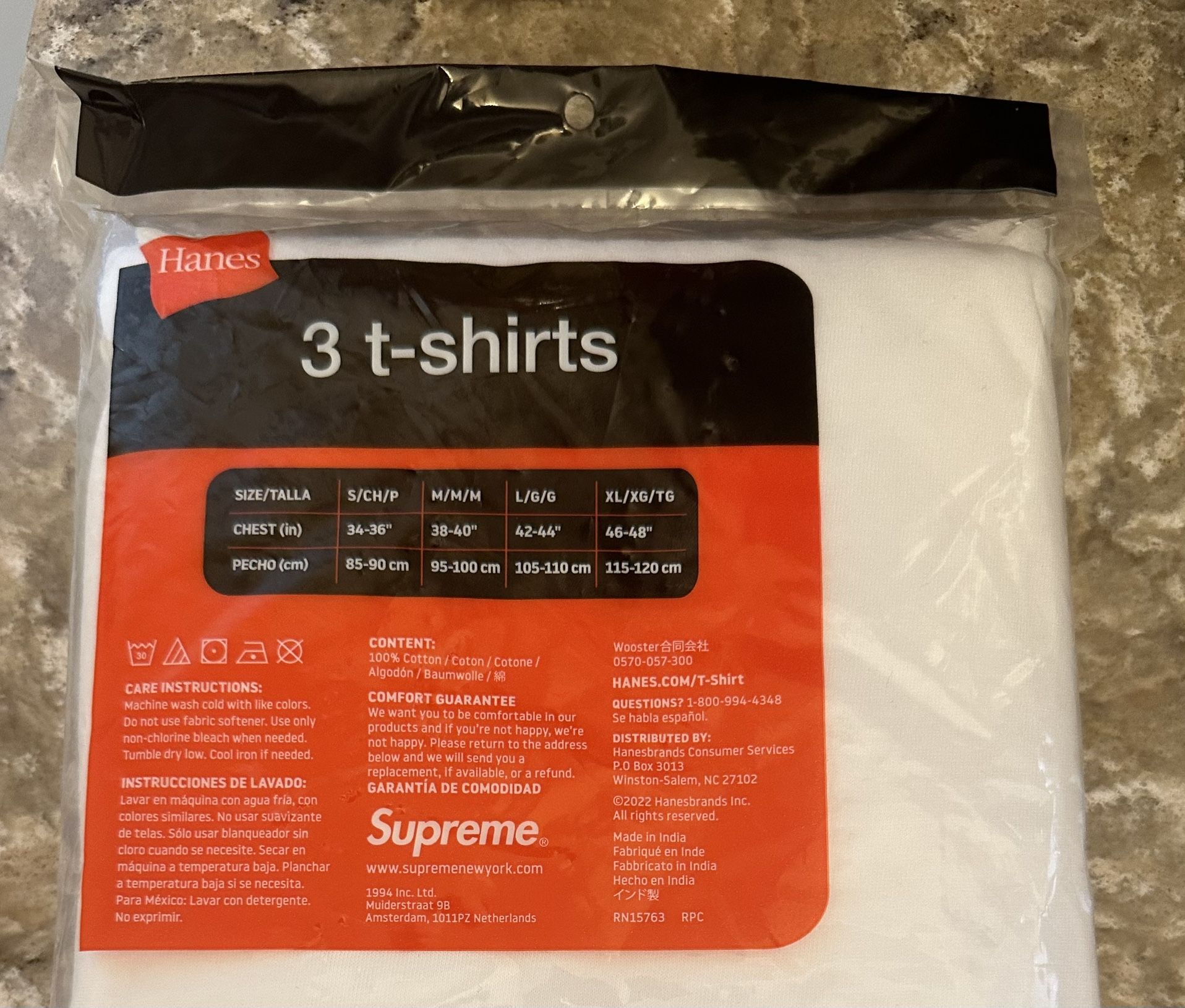 Supreme Hanes Tagless White Tees  Medium 3pack 