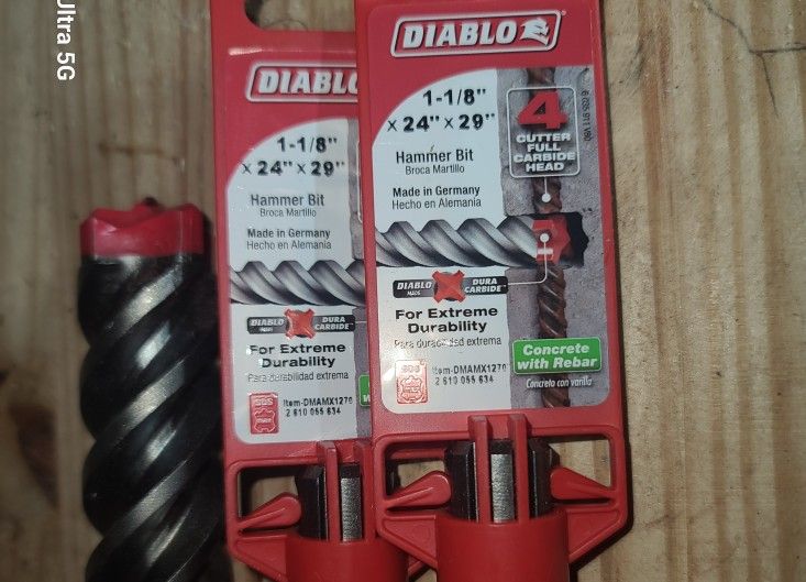 Diablo DMAMX1270 1-1/8 in. x 24 in. x 29 in. Rebar Demon™ SDS-Max 4-Cutter Carbide-Tipped Hammer Bit