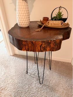 Real tree trunk table