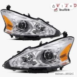 2013-2015 Nissan Altima Sedan Chrome Halogen Headlights Amber Corner Lamps
