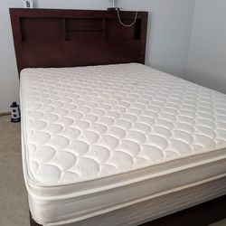 Queen size bed frame with mattress and box spring
