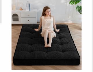 Brand new in the box- Twin XL Floor Futon Mattress, 6" Thick Floor Futon Mattress Tufted Mat Pad Portable Bed for Living Room Guest Room Dormitory, Bl