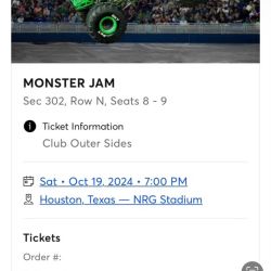 Monster Jam Club Seats