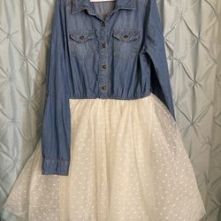 Girls Sz 12 Denim And Tulle Dress By ZUNIE