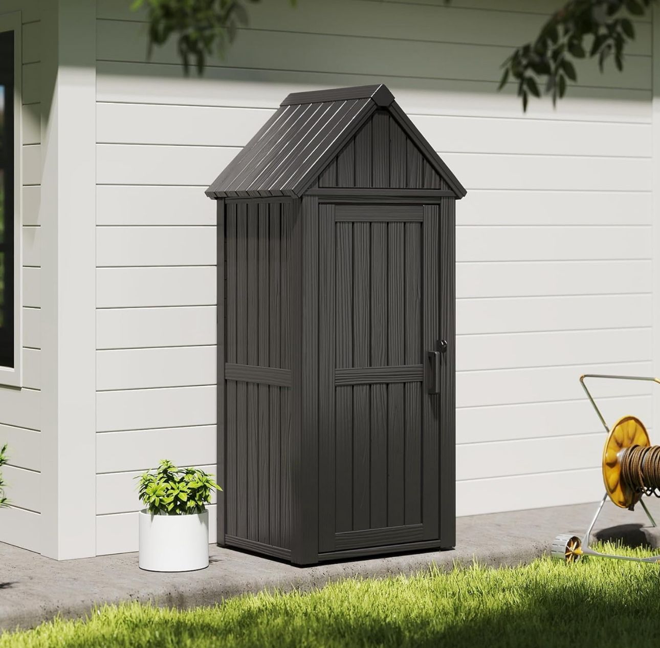 Storage Shed Outdoor Lockable,Waterproof Resin Garden Tool Shed