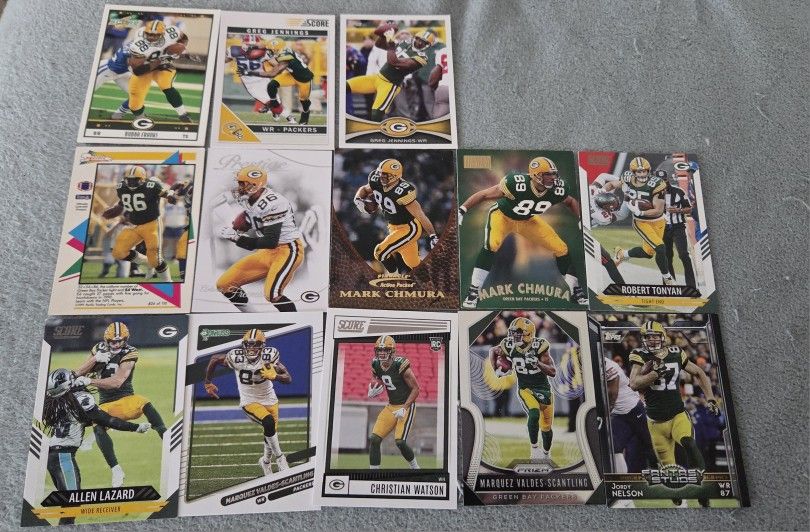 Lot of 13 Green Bay Packers Wide Receivers and TE NFL Football Cards