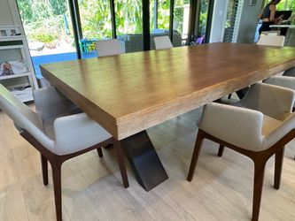 Williams Sonoma Navarro Extendable Dining Table + 6 SohoConcept Eiffel Arm MW Chairs