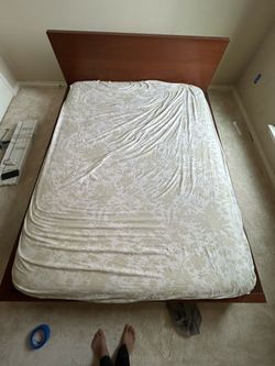 IKEA Queen Bed Frame (Wood Finish) and Mattress - Very Good Condition!