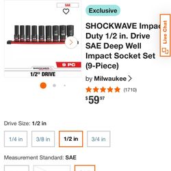 Milwaukee Sockets 3/8 Or 1/2