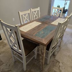 Rustic Style Table With 6 Chairs